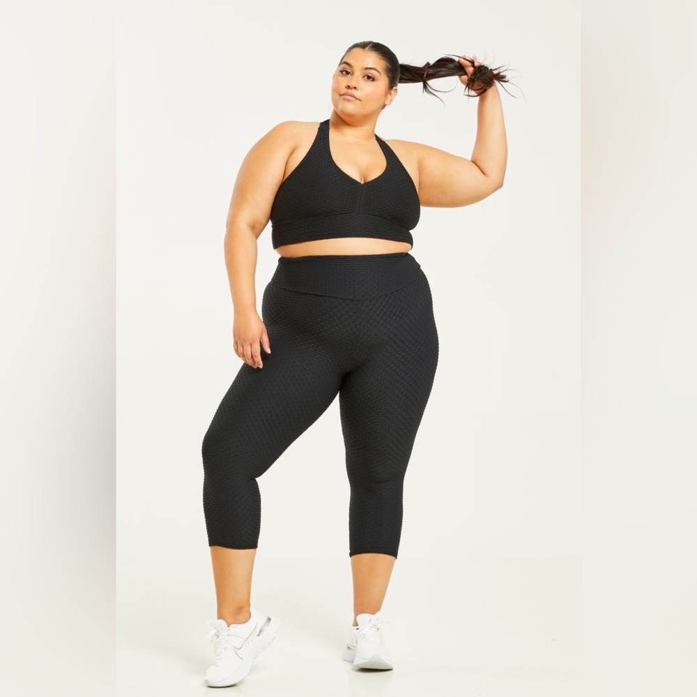 Booty by‎ Brabants Curvy Croco Skin Cropped Active Gym Leggings Black Fits XL-3X